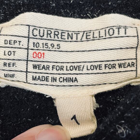 Current Elliott Black Heather Wool Open Shoulder Long Sleeve Pullover Sweater S - Picture 8 of 12